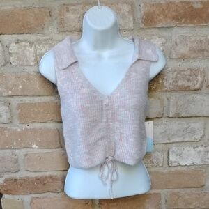 Women's Cream Knit Sleeveless Top